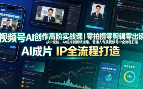 视频号AI创作高阶课｜零基础用AI做IP，不露脸不剪辑全流程实战
