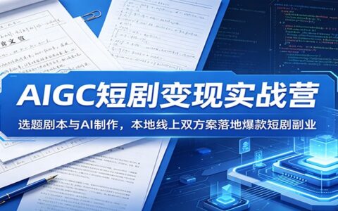 AIGC短剧变现实战：选题剧本+AI制作，零基础本地线上双方案爆款副业
