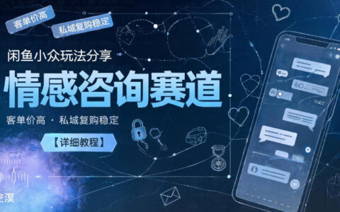 闲鱼情感咨询小众玩法，高客单价私域复利教程【情绪树洞变现】