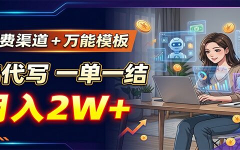 AI代写副业变现2W+，免费接单渠道+万能模板，一单一结