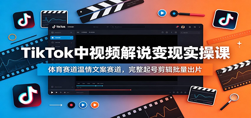 TikTok中视频解说变现实操：体育解说温情文案，零基础起号剪辑批量出片
