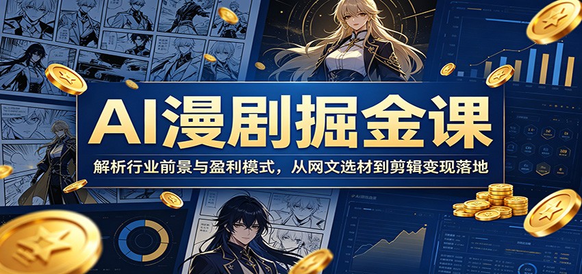 AI漫剧掘金课：网文选材到剪映变现，新手批量制作教程