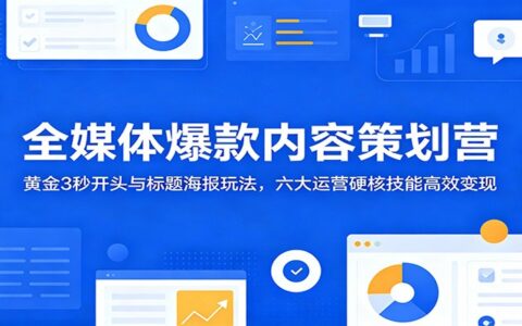 全媒体爆款内容策划营：黄金3秒开头+标题海报玩法，六大运营技能高效变现