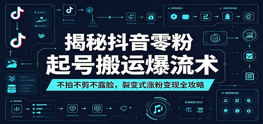 抖音零粉起号搬运爆流术:不拍不剪,裂变涨粉变现全攻略 抖音零粉起号搬运爆流术:不拍不剪,裂变涨粉变现全攻略