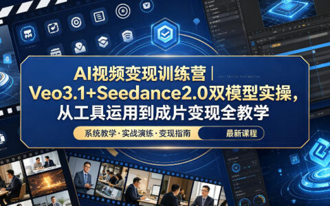 AI视频变现训练营：Veo3.1+Seedance2.0双模型实操，零基础到成片变现全教学