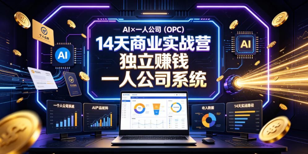 AI×一人公司14天实战营，用AI搭建独立赚钱系统