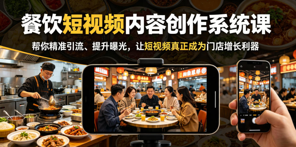 2026 餐饮短视频内容创作系统课:老板IP+精准引流实战 2026 餐饮短视频内容创作系统课:老板IP+精准引流实战