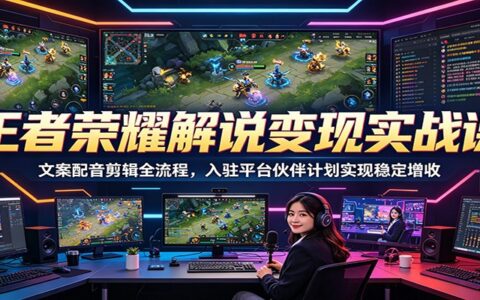 王者荣耀解说变现课：文案配音剪辑全流程，新手入驻伙伴计划稳增收