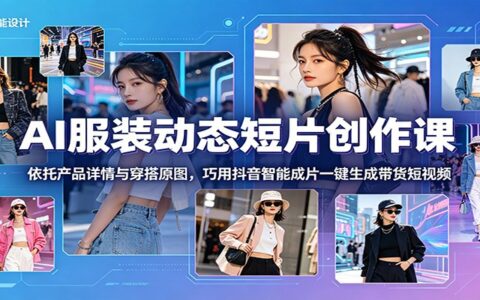AI服装短片创作课：用商品图与穿搭原图，抖音智能成片一键生成带货视频