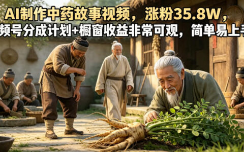 AI中药故事视频涨粉35.8W，视频号分成+橱窗收益可观