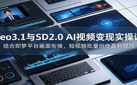 Veo3.1+SD2.0即梦AI视频变现课：批量创作与画面衔接盈利技巧