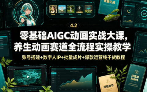 零基础AIGC养生动画实战课，数字人IP+批量成片+爆款运营全流程