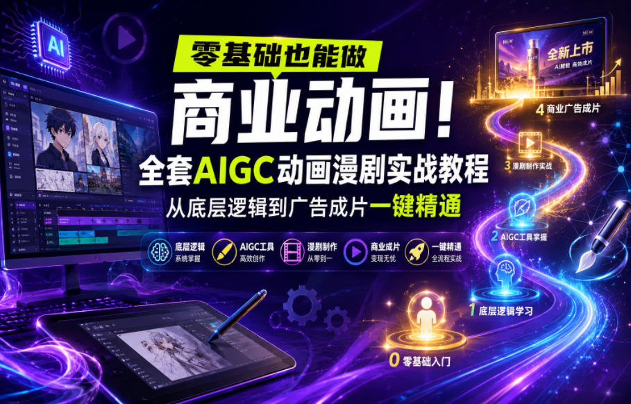 零基础学商业动画！AIGC漫剧实战教程，从分镜到广告成片一键精通