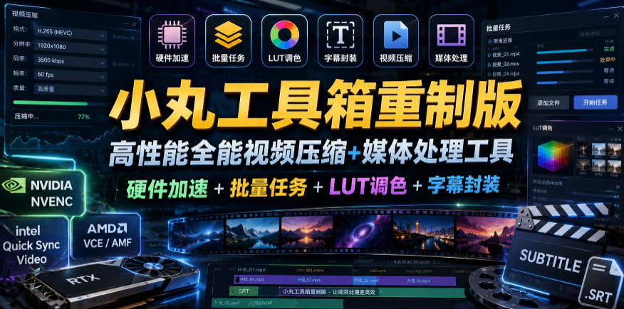 小丸工具箱重制版视频压缩神器 硬件加速批量处理LUT调色字幕封装