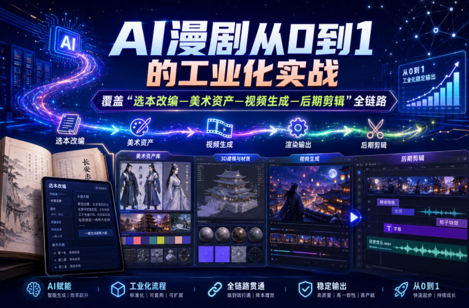 AI漫剧工业化全链路实战:选本改编+视频生成+剪辑SOP(更新6月) AI漫剧工业化全链路实战:选本改编+视频生成+剪辑SOP(更新6月)