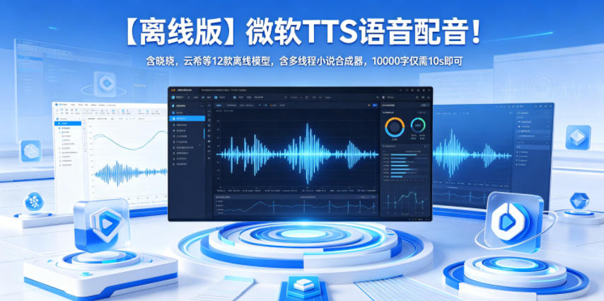 【离线版】微软TTS语音配音！含晓晓云希等12款模型，多线程小说合成器10秒万字