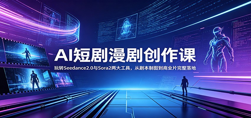 AI短剧漫剧实战课：Seedance2.0+Sora2从剧本到商业片全流程