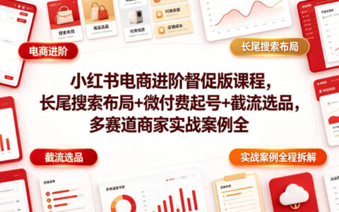 小红书电商进阶课：长尾搜索+微付费起号+截流选品实战
