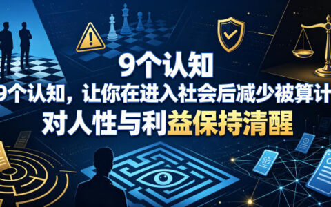 2026 9个认知防算计：社会新人必看的人性与利益清醒指南
