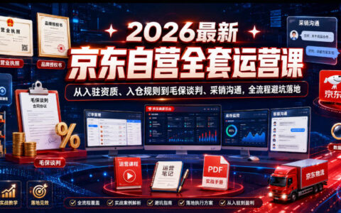 2026京东自营运营课：入驻资质、入仓规则、毛保谈判全流程避坑