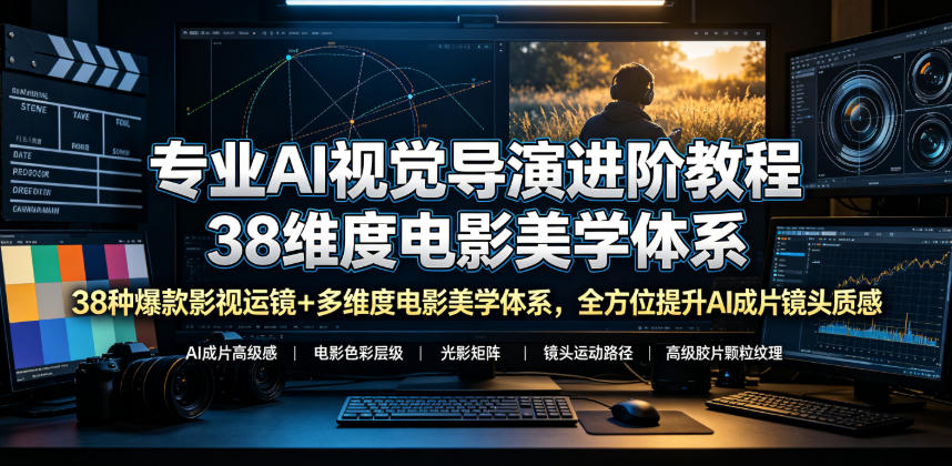专业AI视觉导演进阶：38种影视运镜+电影美学体系，提升成片高级质感