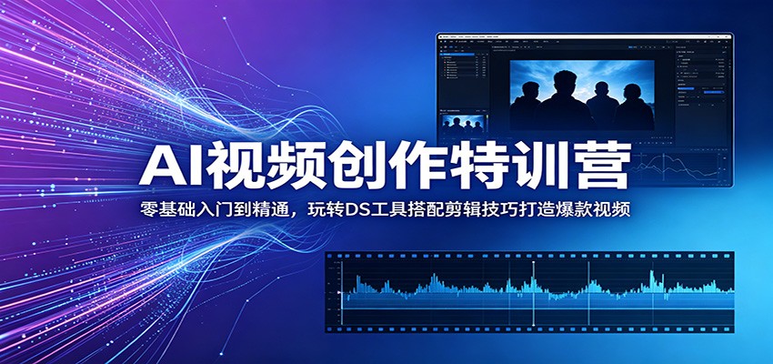 AI视频创作特训营：零基础入门到精通，DS工具+剪映剪辑打造爆款短视频
