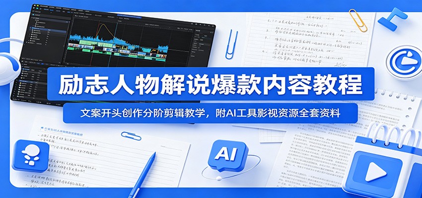 励志人物解说爆款课:文案开头创作+分阶剪辑教学,附AI工具 励志人物解说爆款课:文案开头创作+分阶剪辑教学,附AI工具