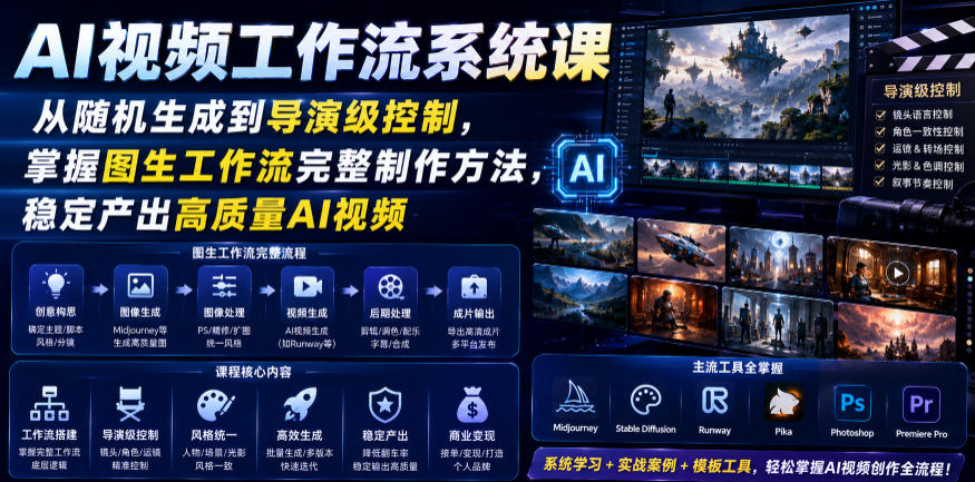 AI视频工作流系统课：从随机生成到导演级控制，稳定产出高质量视频