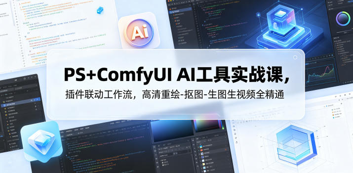 PS+ComfyUI AI工作流实战课：高清重绘抠图生视频全精通