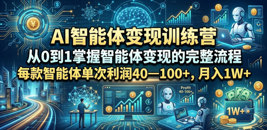 AI智能体变现训练营：零基础入门，变现1W+副业全流程