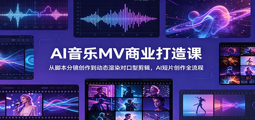 AI音乐MV商业课：脚本分镜到对口型剪辑，AI短片全流程创作