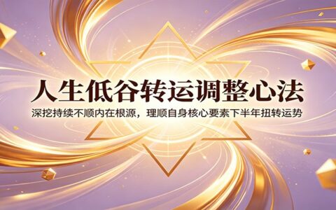 人生低谷转运心法：深挖不顺根源，理顺核心要素下半年扭转运势