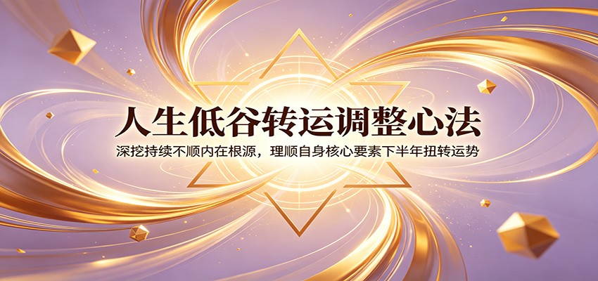人生低谷转运心法：深挖不顺根源，理顺核心要素下半年扭转运势