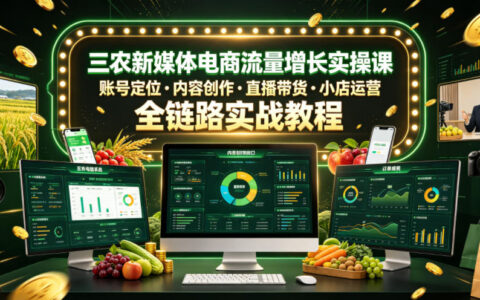 三农新媒体电商实操课：账号定位·内容创作·直播带货·小店运营全链路教程