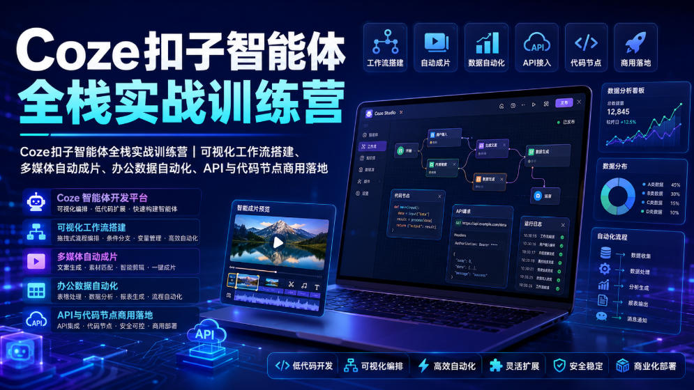 Coze扣子智能体实战训练营｜可视化工作流搭建与自动化办公商用落地