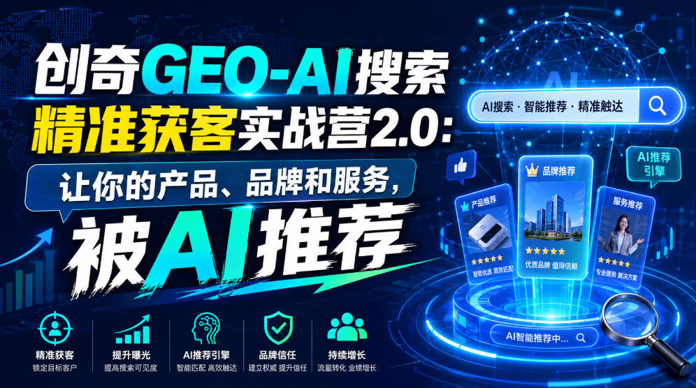 创奇GEO-AI搜索精准获客实战营2.0：用DeepSeek让AI推荐你的品牌