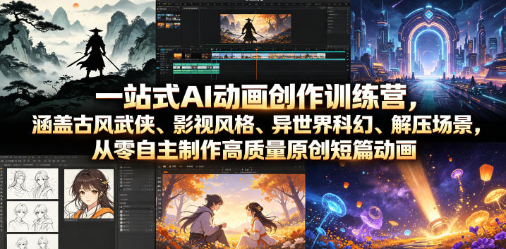 零基础AI动画训练营：古风武侠到科幻短片，从零自制原创动画