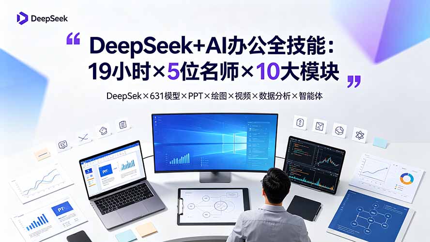 DeepSeek+AI办公全技能：19小时掌握631模型、PPT绘图与数据分析