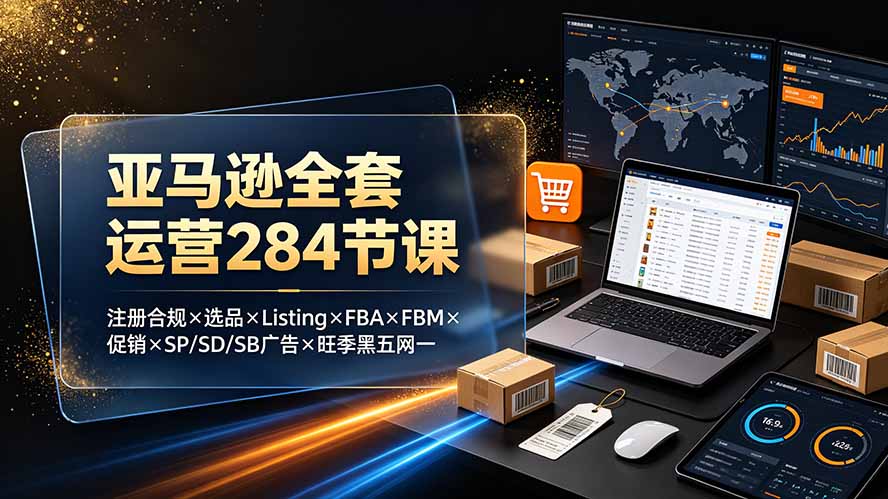 亚马逊全套运营284课：选品×Listing×广告×FBA×FBM×旺季爆单