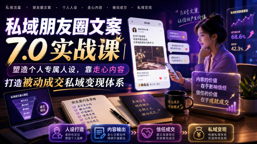 私域朋友圈文案7.0实战课｜打造个人IP靠走心内容实现被动成交