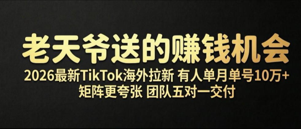 TikTok海外拉新单号变现10W+，矩阵操作小白也能赚大钱