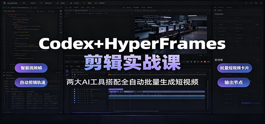 Codex+HyperFrames剪辑实战：AI自动化批量生成短视频教程