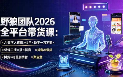 野狼团队2026全平台带货课：AI数字人直播×快手投流×抖音AI带货实操