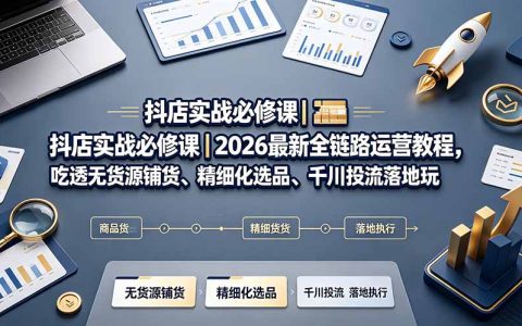 2026 抖店全链路运营教程：无货源铺货+千川投流实战