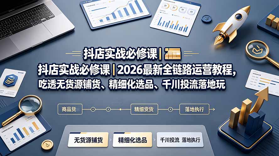 2026 抖店全链路运营教程：无货源铺货+千川投流实战