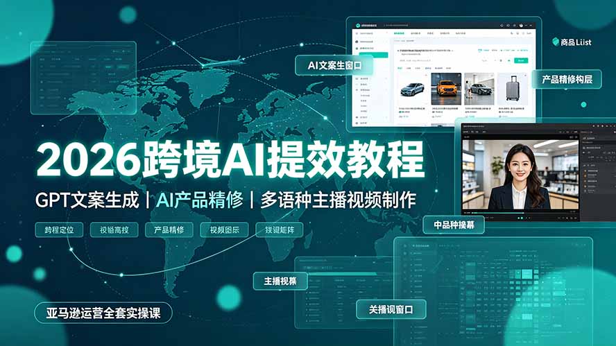 2026跨境AI提效教程：GPT文案生成+AI主播视频+亚马逊运营实操