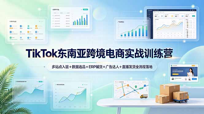 TikTok东南亚跨境电商实战训练营：多站点入驻+数据选品+ERP铺货+广告投放+直播发货全流程