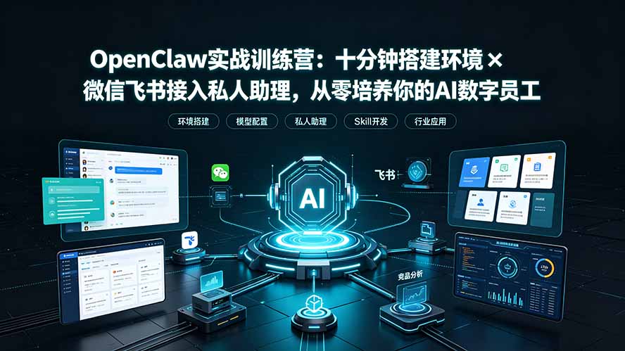 OpenClaw实战特训营：十分钟搭建环境，微信飞书接入AI私人助理