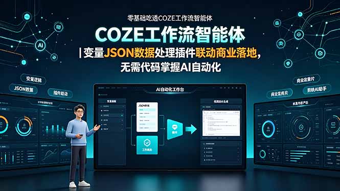 零基础学COZE工作流智能体|变量JSON数据处理插件联动商业落地AI自动化 零基础学COZE工作流智能体|变量JSON数据处理插件联动商业落地AI自动化