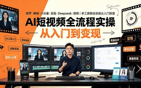 AI短视频全流程实操：即梦蝉镜剪映等6工具从入门到变现